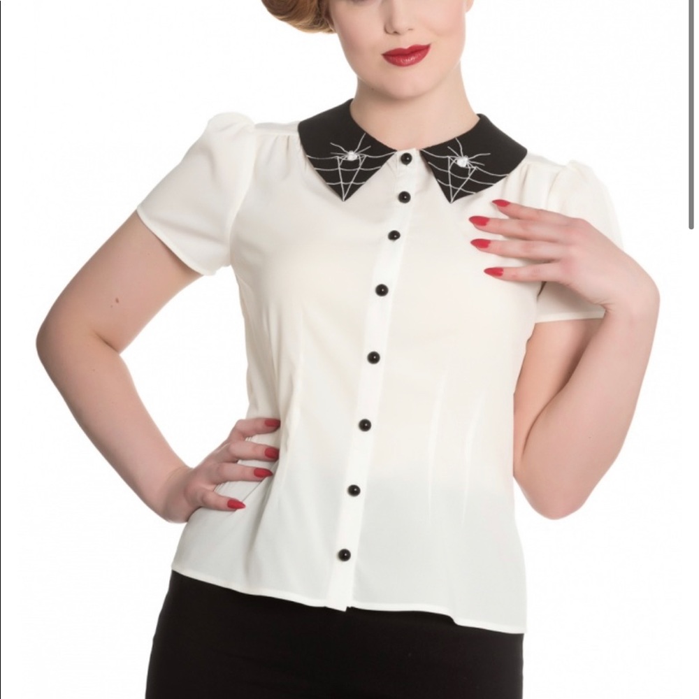 NWOT Miss Muffet Spider Halloween Blouse